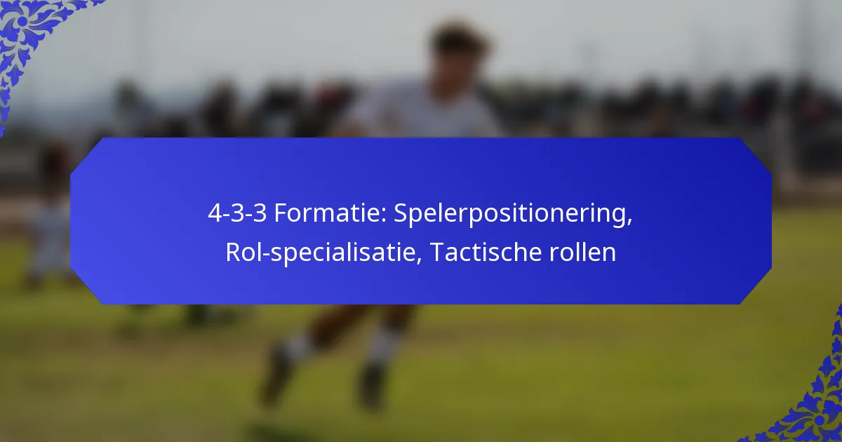 4-3-3 Formatie: Spelerpositionering, Rol-specialisatie, Tactische rollen