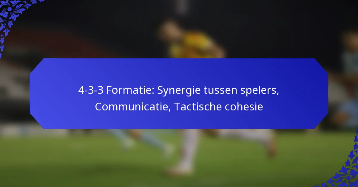 4-3-3 Formatie: Synergie tussen spelers, Communicatie, Tactische cohesie