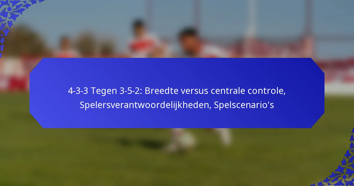 4-3-3 Tegen 3-5-2: Breedte versus centrale controle, Spelersverantwoordelijkheden, Spelscenario’s